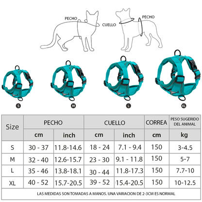 Arnes reflectante para Perros y Gatos + Correa de regalo